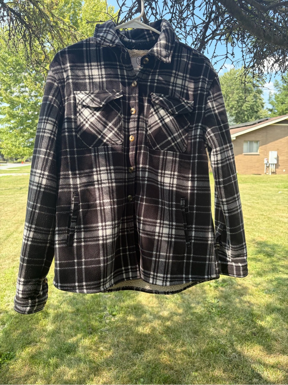 Sage Black & White Plaid Lightweight Shirt Jacket